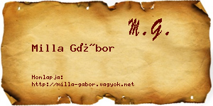 Milla Gábor névjegykártya